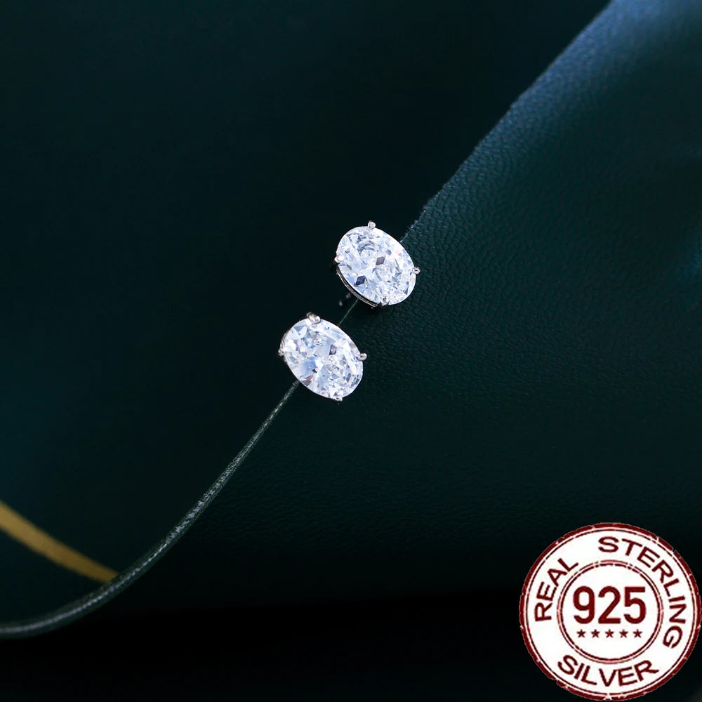 Oval Zircon Stud Earrings