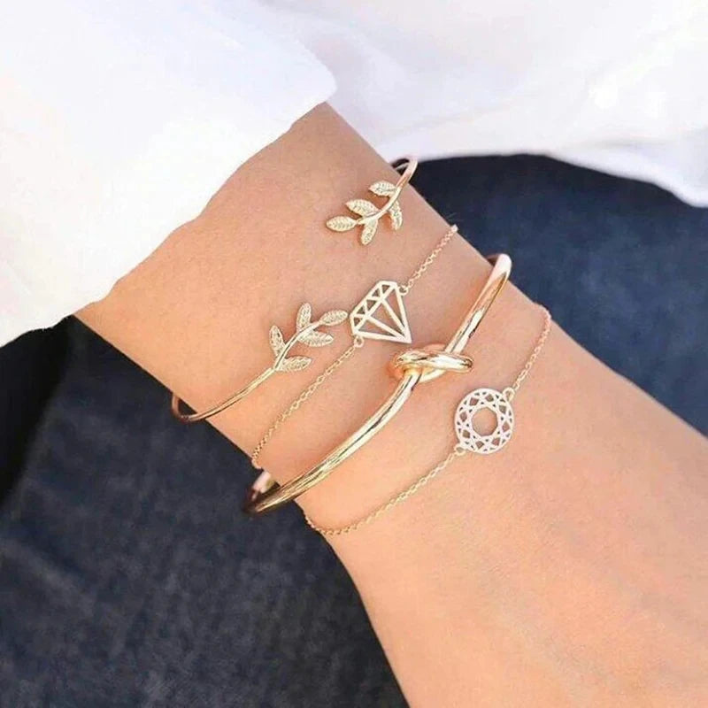 Golden Cuban Bracelet Set