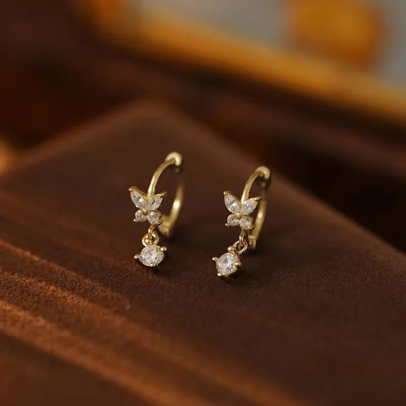 Hollow Heart Zircon Earrings