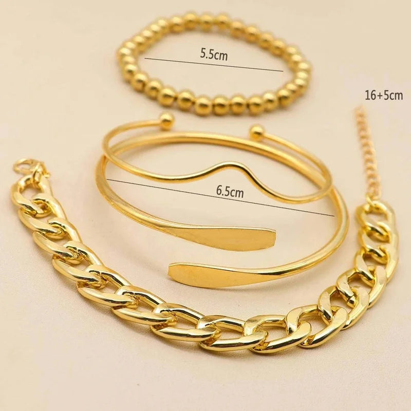 Golden Cuban Bracelet Set