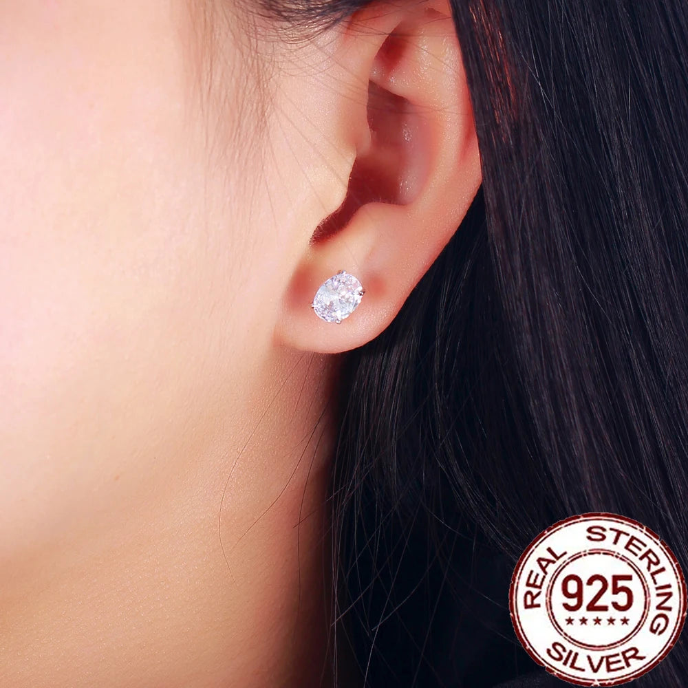 Oval Zircon Stud Earrings