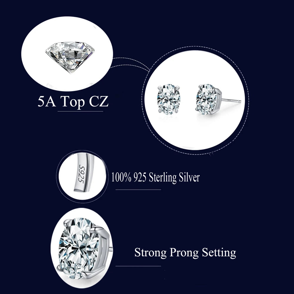 Oval Zircon Stud Earrings