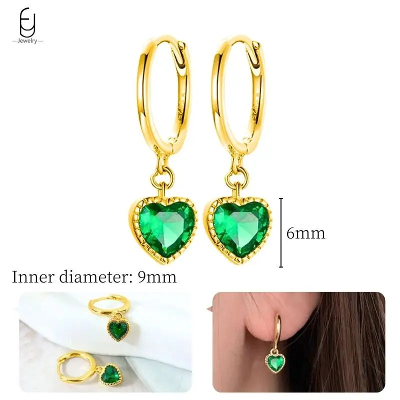 Gold Heart Zircon Earrings