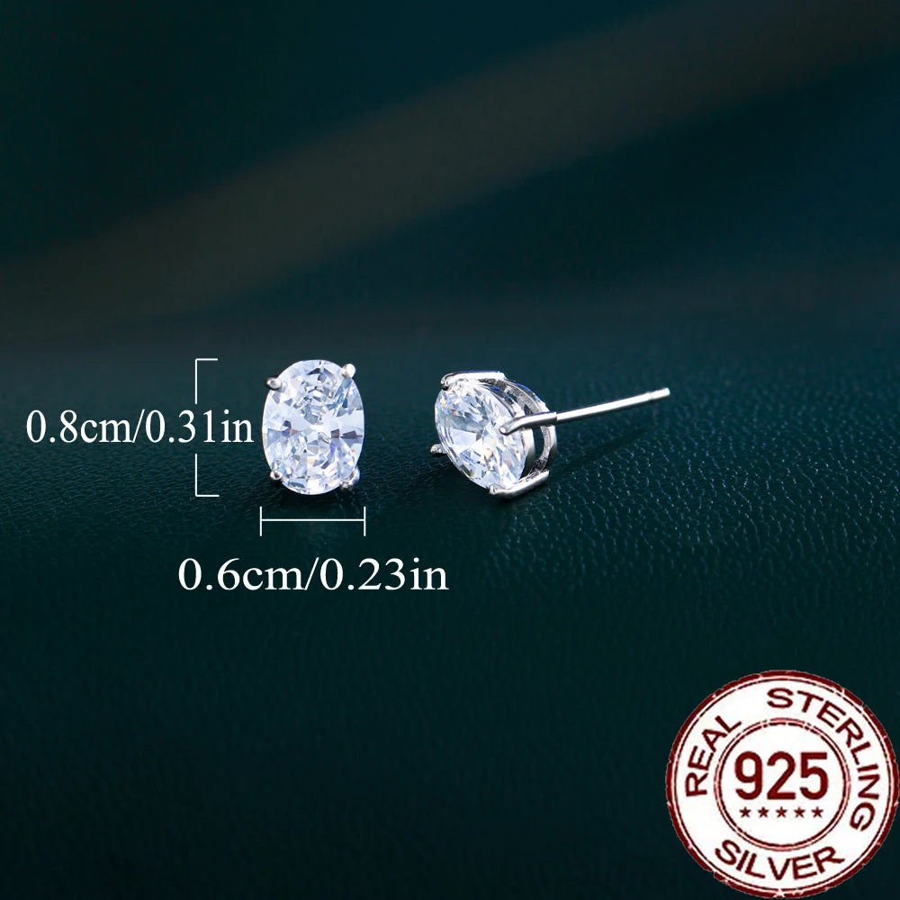 Oval Zircon Stud Earrings