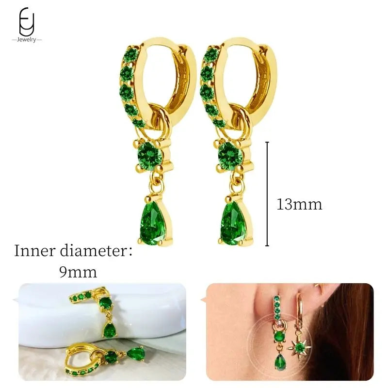 Gold Heart Zircon Earrings