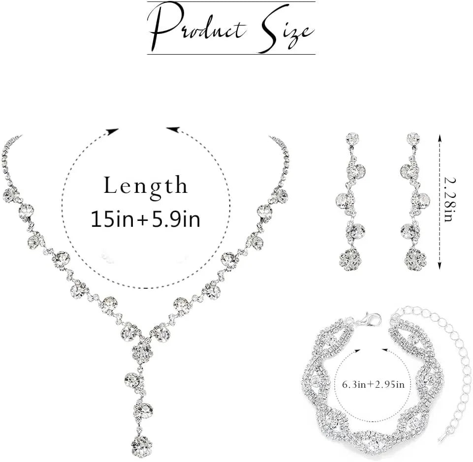 Silver Rhinestone Necklace Set
