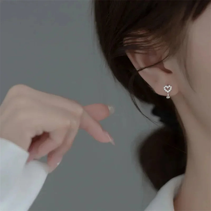 Hollow Heart Zircon Earrings