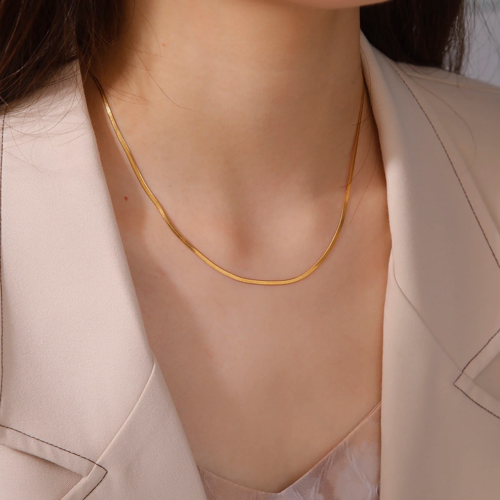 Gold Herringbone Necklace