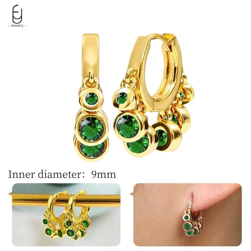 Gold Heart Zircon Earrings