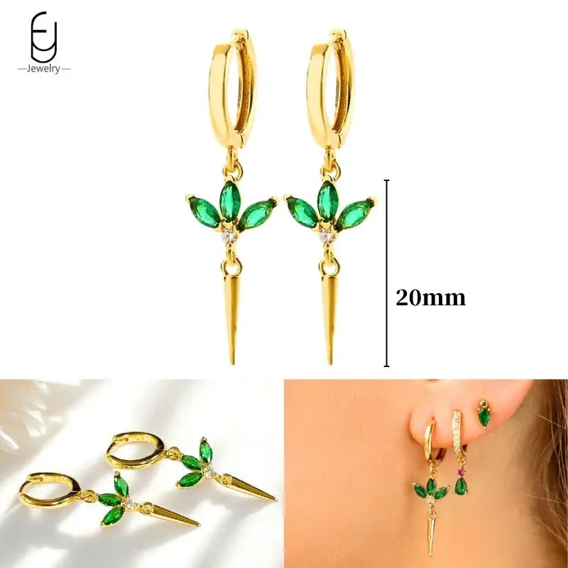 Gold Heart Zircon Earrings