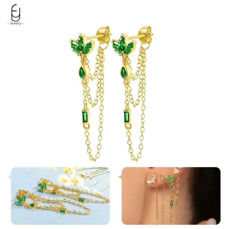 Gold Heart Zircon Earrings