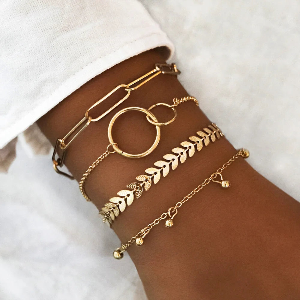 Golden Cuban Bracelet Set