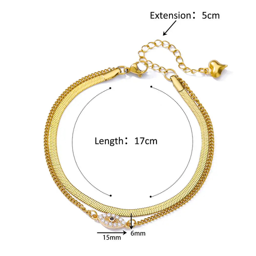 Turkish Evil Eye Gold Anklet for Women