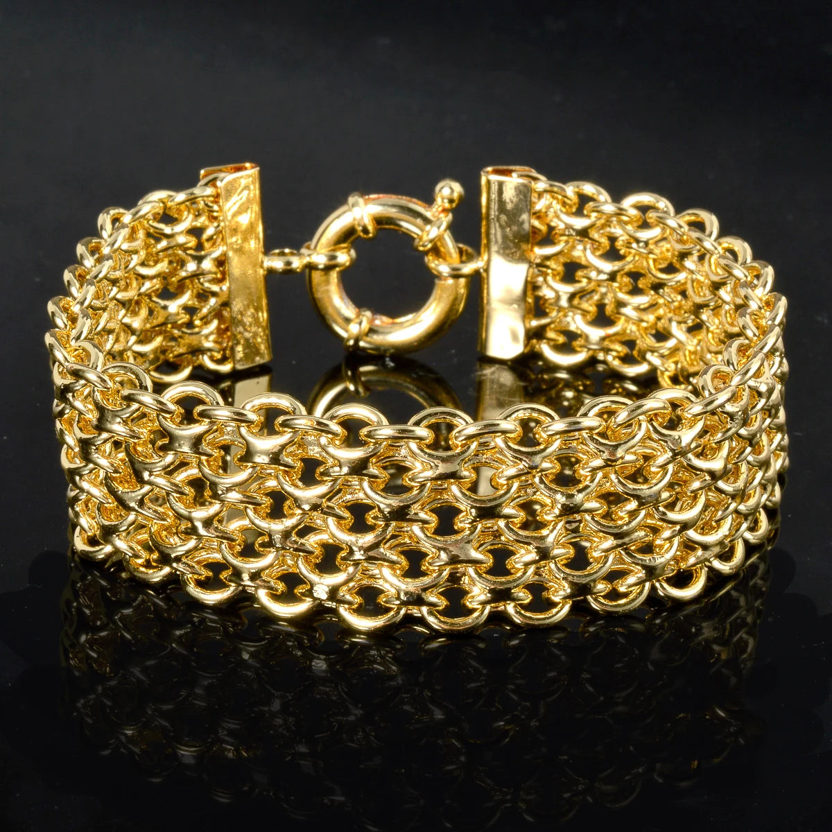 18MM Gold-Plated Copper Chain Bracelet, Unisex Miami Hip Hop Jewelry, Gift