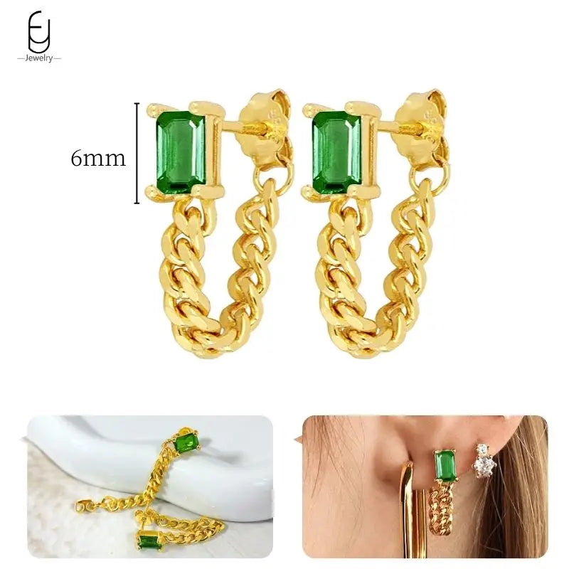 Gold Heart Zircon Earrings