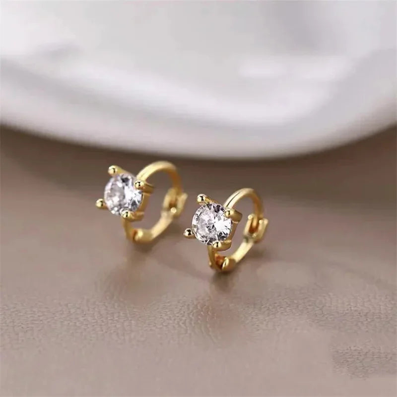 Hollow Heart Zircon Earrings