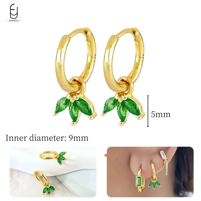 Gold Heart Zircon Earrings