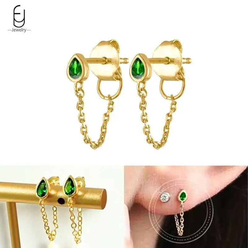 Gold Heart Zircon Earrings