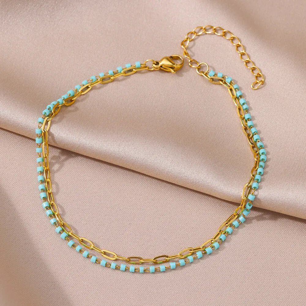 Gold Pearl Chain Anklet