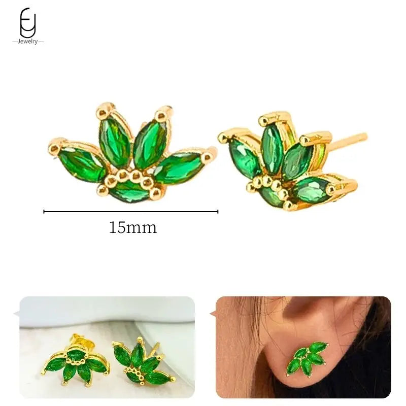 Gold Heart Zircon Earrings